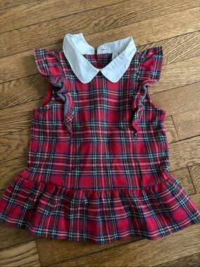 Janie and Jack Red Plaid Shirt with White Collar